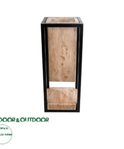 GloboStar® Artificial Garden CASSIANO 20753 Επιδαπέδιο Μεταλλικό Τσιμεντένιο Κασπώ Γλάστρα - Flower Pot Καφέ με Μαύρο Μ36 x Π36 x Υ90cm