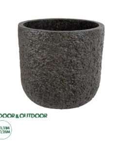 GloboStar® Artificial Garden LUCCA 20756 Επιδαπέδιο Πολυεστερικό Τσιμεντένιο Κασπώ Γλάστρα - Flower Pot Καφέ Φ31 x Υ28cm