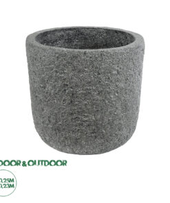 GloboStar® Artificial Garden ERICE 20757 Επιδαπέδιο Πολυεστερικό Τσιμεντένιο Κασπώ Γλάστρα - Flower Pot Γκρι Φ25 x Υ23cm