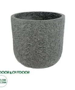 GloboStar® Artificial Garden ERICE 20758 Επιδαπέδιο Πολυεστερικό Τσιμεντένιο Κασπώ Γλάστρα - Flower Pot Γκρι Φ31 x Υ28cm