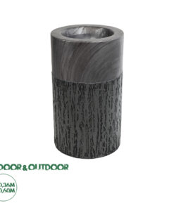 GloboStar® Artificial Garden PISA 20761 Επιδαπέδιο Πολυεστερικό Τσιμεντένιο Κασπώ Γλάστρα - Flower Pot Γκρι Ανθρακί Φ36 x Υ60cm