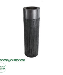 GloboStar® Artificial Garden PISA 20762 Επιδαπέδιο Πολυεστερικό Τσιμεντένιο Κασπώ Γλάστρα - Flower Pot Γκρι Ανθρακί Φ36 x Υ120cm