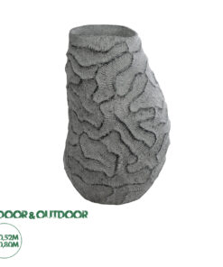 GloboStar® Artificial Garden GALICIA 20763 Επιδαπέδιο Πολυεστερικό Τσιμεντένιο Κασπώ Γλάστρα - Flower Pot Γκρι Φ52 x Υ80cm