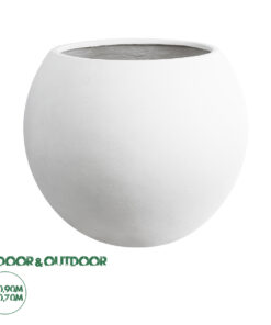 GloboStar® Artificial Garden MURANO 20766 Επιδαπέδιο Πολυεστερικό Τσιμεντένιο Κασπώ Γλάστρα - Flower Pot Λευκό Φ90 x Υ70cm