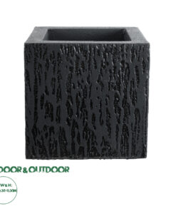 GloboStar® Artificial Garden CATALONIA 20767 Επιδαπέδιο Πολυεστερικό Τσιμεντένιο Κασπώ Γλάστρα - Flower Pot Μαύρο Μ30 x Π30 x Υ30cm