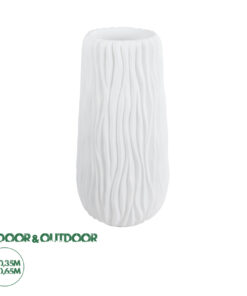 GloboStar® Artificial Garden ORIENTE 20768 Επιδαπέδιο Πολυεστερικό Τσιμεντένιο Κασπώ Γλάστρα - Flower Pot Λευκό Φ35 x Υ65cm