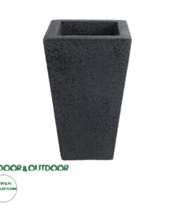 GloboStar® Artificial Garden MAYOR 20771 Επιδαπέδιο Πολυεστερικό Τσιμεντένιο Κασπώ Γλάστρα - Flower Pot Μαύρο Μ30 x Π30 x Υ50cm