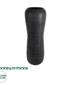 GloboStar® Artificial Garden BARRIO 20772 Επιδαπέδιο Πολυεστερικό Τσιμεντένιο Κασπώ Γλάστρα - Flower Pot Μαύρο Φ40 x Υ122cm