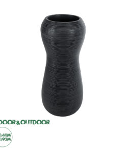 GloboStar® Artificial Garden BARRIO 20773 Επιδαπέδιο Πολυεστερικό Τσιμεντένιο Κασπώ Γλάστρα - Flower Pot Μαύρο Φ40 x Υ93cm