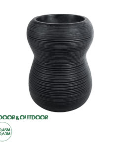 GloboStar® Artificial Garden BARRIO 20774 Επιδαπέδιο Πολυεστερικό Τσιμεντένιο Κασπώ Γλάστρα - Flower Pot Μαύρο Φ45 x Υ63cm