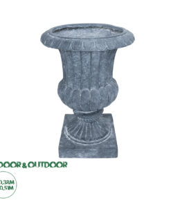 GloboStar® Artificial Garden ALCAZAR 20778 Επιδαπέδιο Πολυεστερικό Τσιμεντένιο Κασπώ Γλάστρα - Flower Pot Γκρι Φ38 x Υ51cm