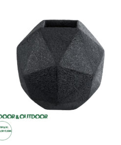 GloboStar® Artificial Garden CARNABY 20779 Επιδαπέδιο Πολυεστερικό Τσιμεντένιο Κασπώ Γλάστρα - Flower Pot Μαύρο Μ38 x Π38 x Υ38cm