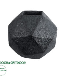 GloboStar® Artificial Garden CARNABY 20780 Επιδαπέδιο Πολυεστερικό Τσιμεντένιο Κασπώ Γλάστρα - Flower Pot Μαύρο Μ30 x Π30 x Υ30cm