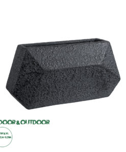 GloboStar® Artificial Garden GREENWICH 20785 Επιδαπέδιο Πολυεστερικό Τσιμεντένιο Κασπώ Γλάστρα - Flower Pot Μαύρο Μ40 x Π16 x Υ21cm