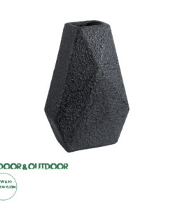 GloboStar® Artificial Garden GREENWICH 20786 Επιδαπέδιο Πολυεστερικό Τσιμεντένιο Κασπώ Γλάστρα - Flower Pot Μαύρο Μ20 x Π14 x Υ32cm