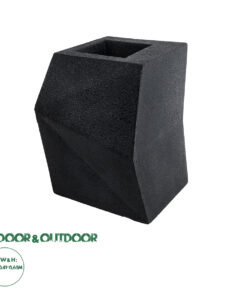 GloboStar® Artificial Garden CAMDEN 20788 Επιδαπέδιο Πολυεστερικό Τσιμεντένιο Κασπώ Γλάστρα - Flower Pot Μαύρο Μ47 x Π43 x Υ66cm