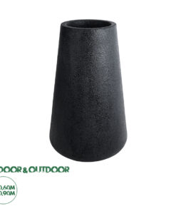 GloboStar® Artificial Garden SOHO 20790 Επιδαπέδιο Πολυεστερικό Τσιμεντένιο Κασπώ Γλάστρα - Flower Pot Μαύρο Φ60 x Υ90cm