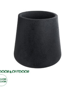 GloboStar® Artificial Garden SOHO 20791 Επιδαπέδιο Πολυεστερικό Τσιμεντένιο Κασπώ Γλάστρα - Flower Pot Μαύρο Φ65 x Υ60cm