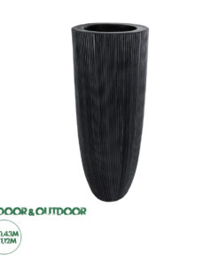 GloboStar® Artificial Garden CASTLE 20792 Επιδαπέδιο Πολυεστερικό Τσιμεντένιο Κασπώ Γλάστρα - Flower Pot Μαύρο Φ43 x Υ112cm