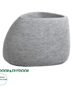 GloboStar® Artificial Garden OXFORD 20794 Επιδαπέδιο Πολυεστερικό Τσιμεντένιο Κασπώ Γλάστρα - Flower Pot Γκρι Μ60 x Π55 x Υ43cm