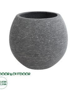 GloboStar® Artificial Garden COLUMBIA 20797 Επιδαπέδιο Πολυεστερικό Τσιμεντένιο Κασπώ Γλάστρα - Flower Pot Γκρι Φ40 x Υ35cm