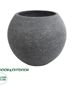 GloboStar® Artificial Garden COLUMBIA 20798 Επιδαπέδιο Πολυεστερικό Τσιμεντένιο Κασπώ Γλάστρα - Flower Pot Γκρι Φ60 x Υ51cm