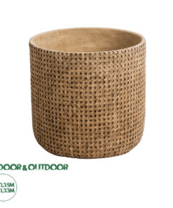 GloboStar® Artificial Garden GIUSEPPE 20800 Διακοσμητικό Πολυεστερικό Τσιμεντένιο Κασπώ Γλάστρα - Flower Pot Καφέ Φ35 x Υ33cm