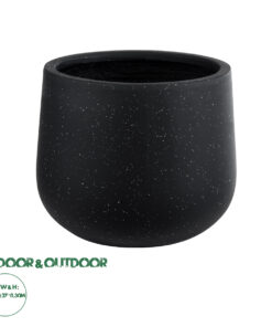GloboStar® Artificial Garden MAYFAIR 20801 Διακοσμητικό Πολυεστερικό Τσιμεντένιο Κασπώ Γλάστρα - Flower Pot Μαύρο με Λευκές Λεπτομέριες Μ25 x Π27 x Υ30cm