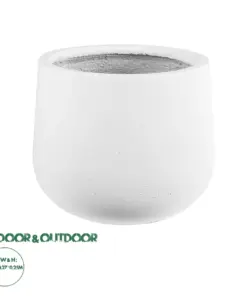 GloboStar® Artificial Garden CHELSEA 20802 Διακοσμητικό Πολυεστερικό Τσιμεντένιο Κασπώ Γλάστρα - Flower Pot Λευκό με Μαύρες Λεπτομέριες Μ25 x Π27 x Υ25cm