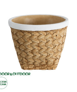 GloboStar® Artificial Garden NOTTING 20803 Διακοσμητικό Πολυεστερικό Τσιμεντένιο Κασπώ Γλάστρα - Flower Pot Μπεζ με Λευκό Φ20 x Υ16cm
