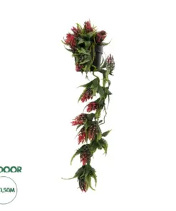 GloboStar® Artificial Garden HANGING RED PINE CONE 20869 Τεχνητό Κρεμαστό Διακοσμητικό Φυτό Κόκκινο Κουκουνάρι Μ17 x Π17 x Υ50cm