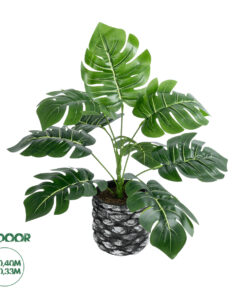 GloboStar® Artificial Garden MONSTERA 20893 - Τεχνητό Διακοσμητικό Φυτό Μονστέρα Φ40 x Υ33cm