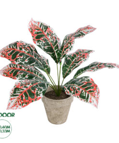 GloboStar® Artificial Garden RED AGLAONEMA POTTED PLANT 20901 Διακοσμητικό Φυτό Κόκκινο Αγλαόνημα Φ40 x Υ33cm