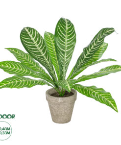 GloboStar® Artificial Garden  ZEBRA POTTED PLANT 20906 Διακοσμητικό Φυτό Ζέμπρα Φ40 x Υ33cm