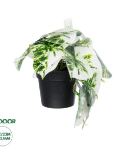 GloboStar® Artificial Garden ALBINO MONSTERA PLANT 20946 - Διακοσμητικό Φυτό Μονστέρα Φ23 x Υ16cm