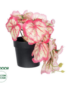 GloboStar® Artificial Garden RED BEGONIA PLANT 20948 Διακοσμητικό Φυτό Κόκκινη Βιγόνια Φ23 x Υ16cm