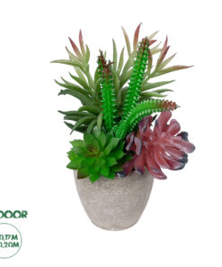 GloboStar® Artificial Garden SUCCULENT VARIUS PLANT POTTED 21039 Διακοσμητικό Φυτό Μίξ Μ17 x Υ20cm