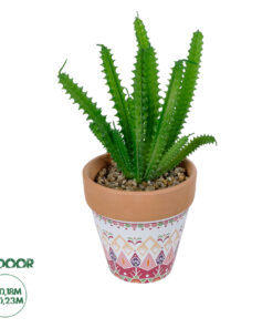GloboStar® Artificial Garden SUCCULENT EUPHORBIA POTTED PLANT 21052 Διακοσμητικό Φυτό Ευφορβία Φ18 x Υ23cm