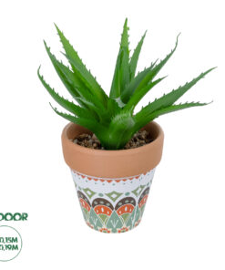 GloboStar® Artificial Garden SUCCULENT ALOE POTTED PLANT 21054 Διακοσμητικό Φυτό Αλόη Φ15 x Υ19cm