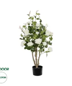 GloboStar® Artificial Garden WHITE ROSES 21069 Τεχνητό Διακοσμητικό Δέντρο Τριανταφυλλιά Μ50 x Π50 x Υ90cm