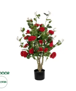 GloboStar® Artificial Garden RED ROSES 21070 Τεχνητό Διακοσμητικό Δέντρο Τριανταφυλλιά Μ50 x Π50 x Υ90cm