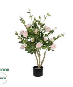 GloboStar® Artificial Garden LIGHT PINK ROSES 21071 Τεχνητό Διακοσμητικό Δέντρο Τριανταφυλλιά Μ50 x Π50 x Υ90cm
