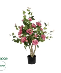 GloboStar® Artificial Garden PINK ROSES 21072 Τεχνητό Διακοσμητικό Δέντρο Τριανταφυλλιά Μ50 x Π50 x Υ90cm