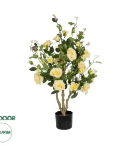 GloboStar® Artificial Garden YELLOW ROSES 21073 Τεχνητό Διακοσμητικό Δέντρο Τριανταφυλλιά Μ50 x Π50 x Υ90cm