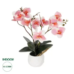GloboStar® Artificial Garden PINK ORCHID 21075 Διακοσμητικό Φυτό Ροζ Ορχιδέα Υ30cm