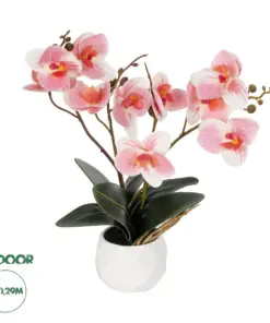 GloboStar® Artificial Garden PINK ORCHID 21075 Διακοσμητικό Φυτό Ροζ Ορχιδέα Υ30cm