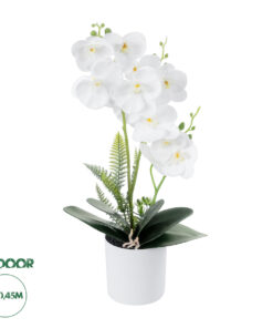 GloboStar® Artificial Garden WHITE ORCHID 21076 Διακοσμητικό Φυτό Λευκή Ορχιδέα Υ45cm