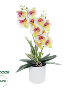 GloboStar® Artificial Garden WHITE - FUCHSIA ORCHID 21078 Διακοσμητικό Φυτό Λευκή - Φούξια Ορχιδέα Υ45cm