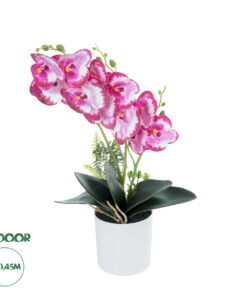 GloboStar® Artificial Garden PINK + FUCHSIA ORCHID 21079 Διακοσμητικό Φυτό Ροζ - Φούξια Ορχιδέα Υ45cm