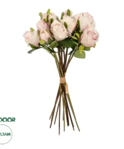 GloboStar® Artificial Garden PINK ROSE BOUQUET 21082 Τεχνητό Διακοσμητικό Μπουκέτο Τριαντάφυλλα Ροζ Y36cm